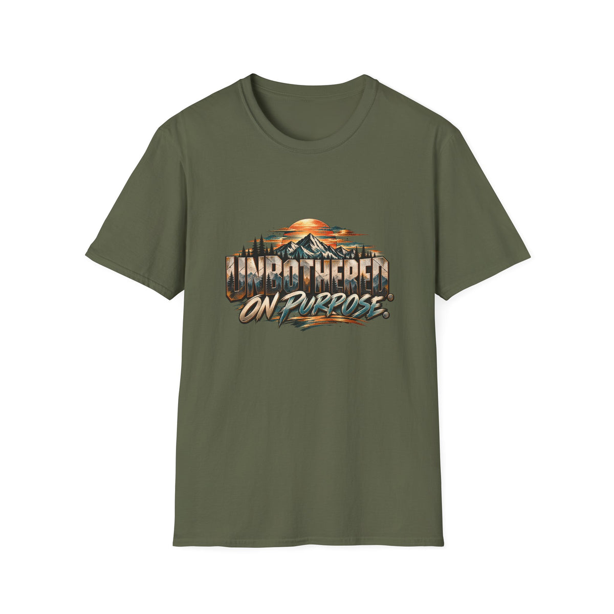 T-Shirt — unbothered On Purpose Vintage Mountain Sunset Graphic