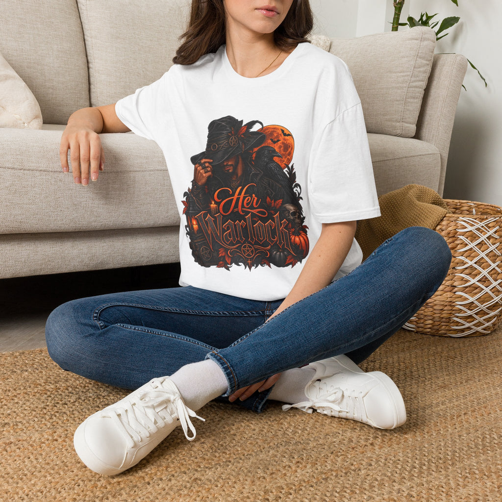 Graphic T‑Shirt — 'Her Majesty' Gothic Witch with Orange Moon