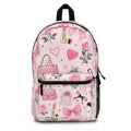 Pink Cosmetics Pattern Backpack — Cute Makeup & Hearts School Bag