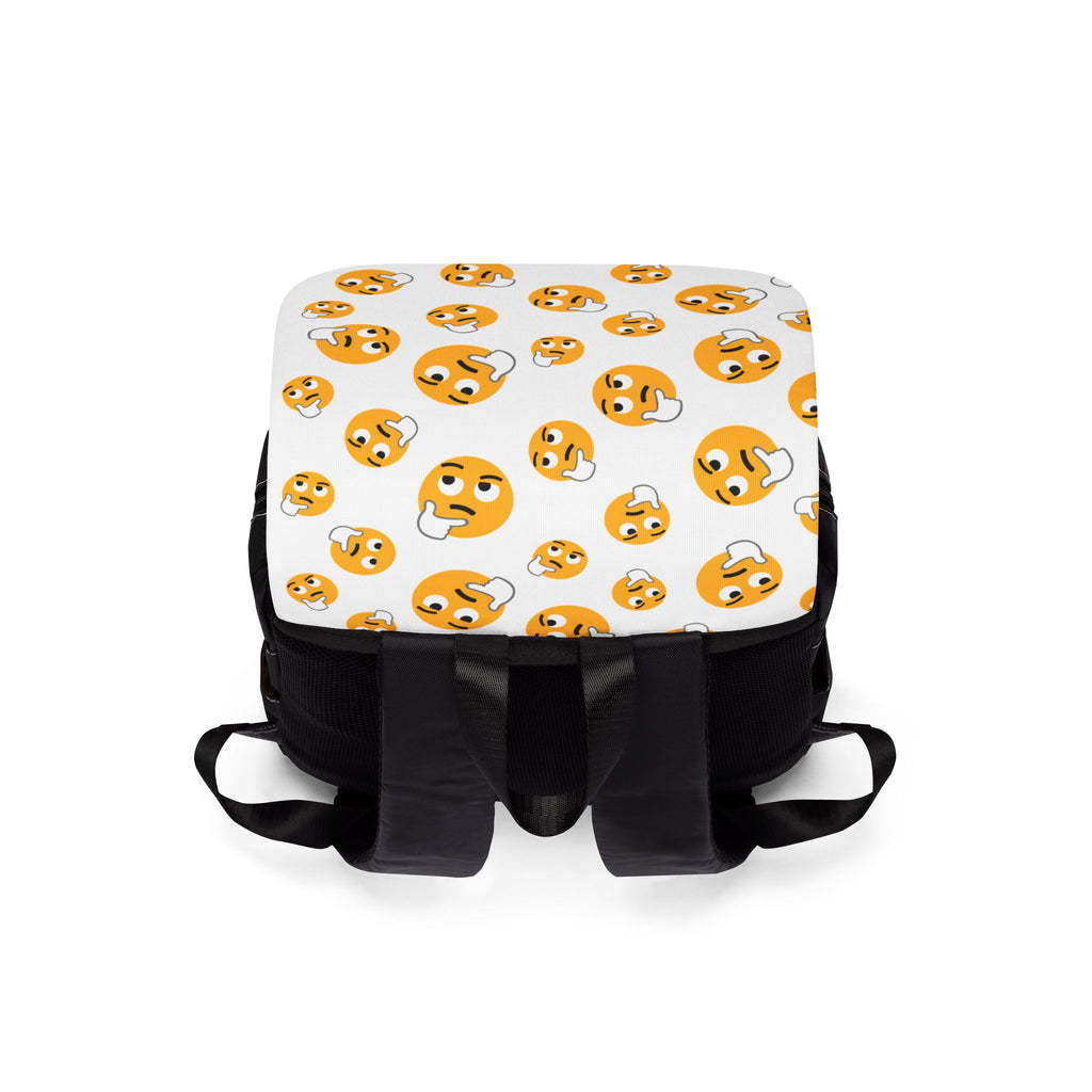 Emoji Pattern Backpack — Playful Thinking Face Shoulder Backpack