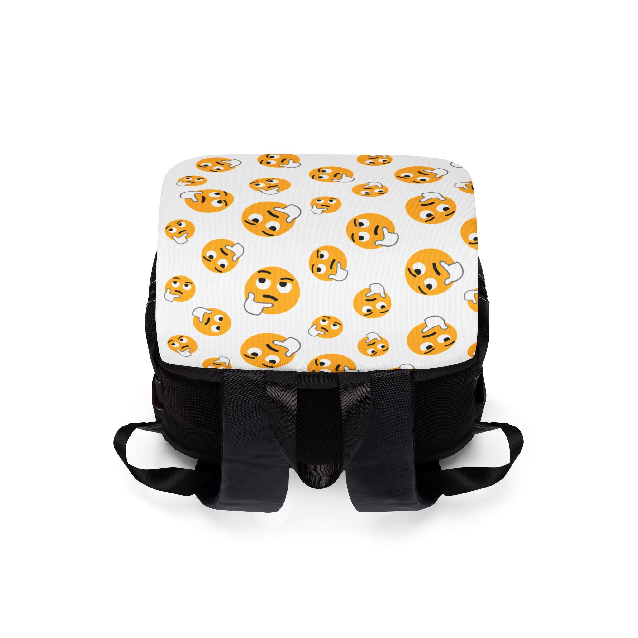 Emoji Pattern Backpack — Playful Thinking Face Shoulder Backpack
