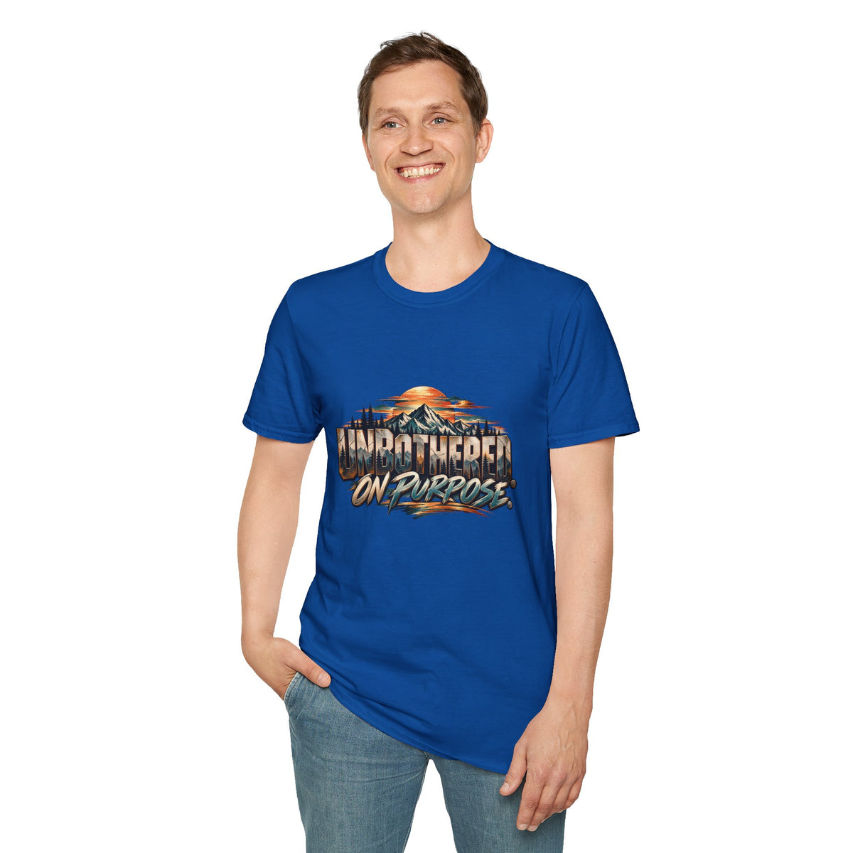 T-Shirt — unbothered On Purpose Vintage Mountain Sunset Graphic