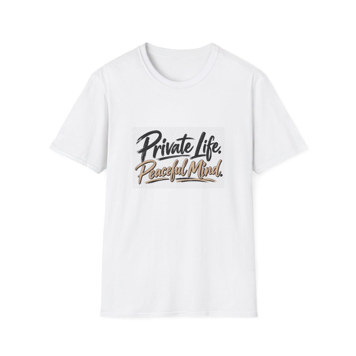 T‑Shirt - "Private Life, Peaceful Mind" Script Graphic Tee