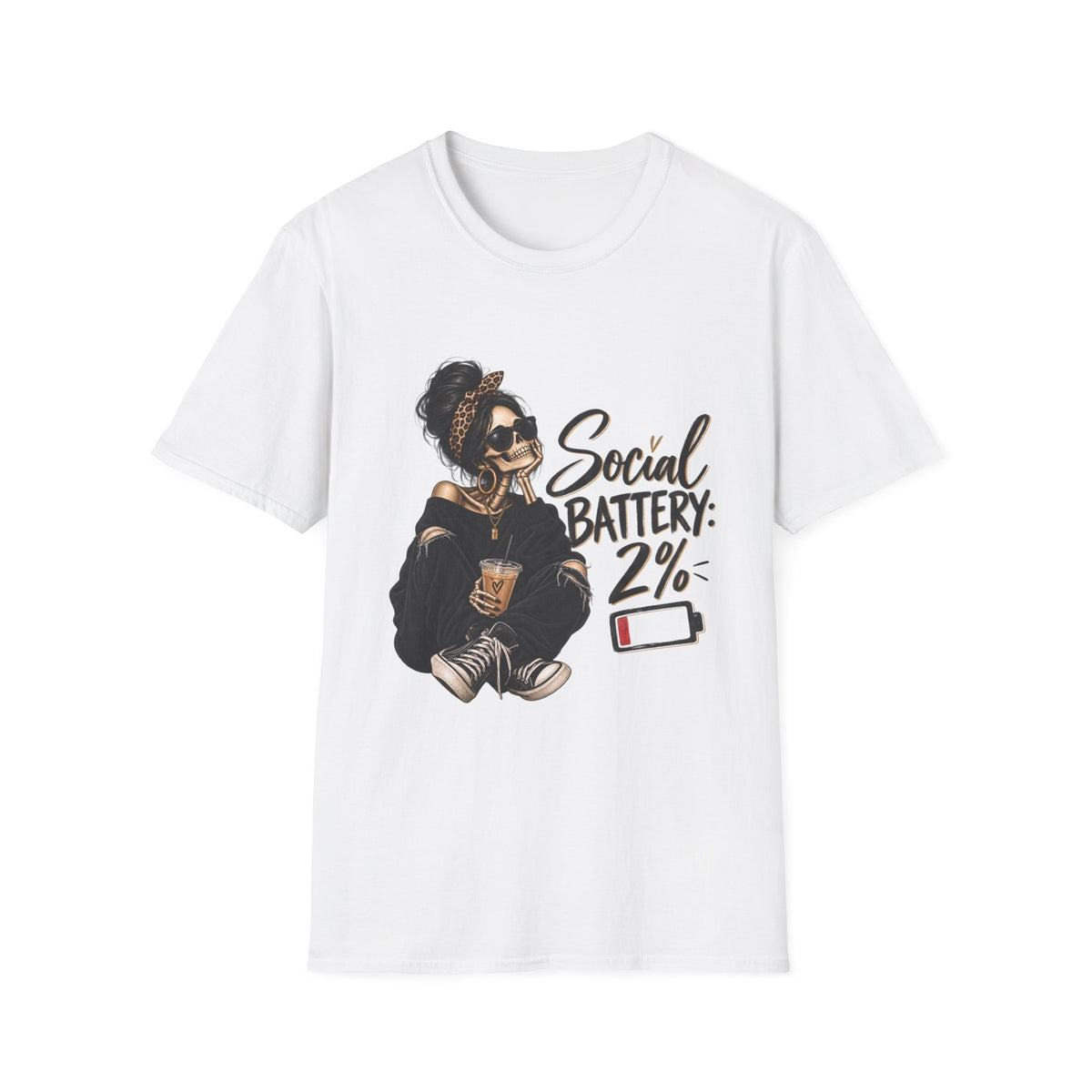 T-Shirt — Social Battery 2% Graphic Tee (Funny Introvert Shirt)