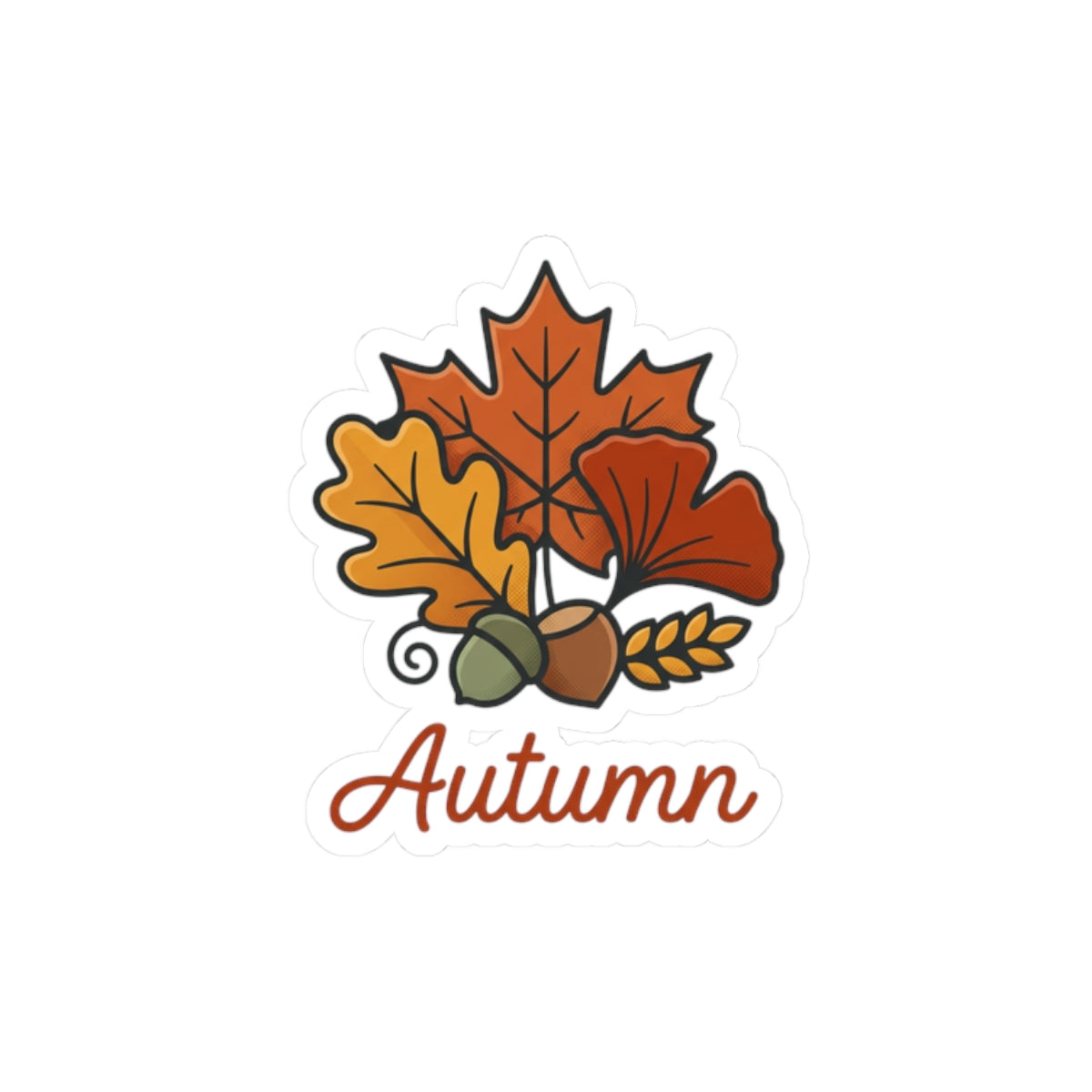 Autumn Leaf Sticker — Fall Leaves & Acorn Kiss-Cut Decal