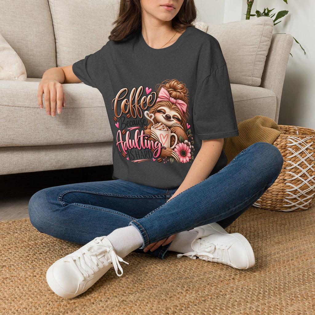 Coffee Because Adulting Is Hard Sloth T-Shirt