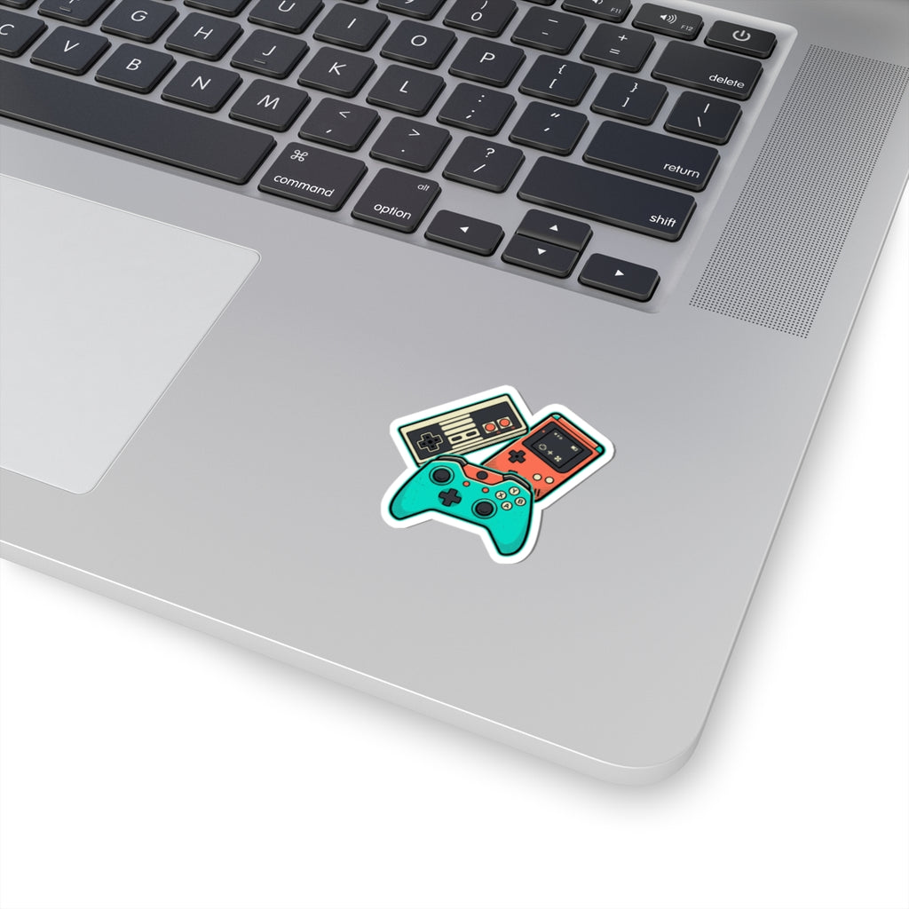 Retro Gaming Controllers Kiss-Cut Sticker — Vintage Console & Handheld Vinyl Decal