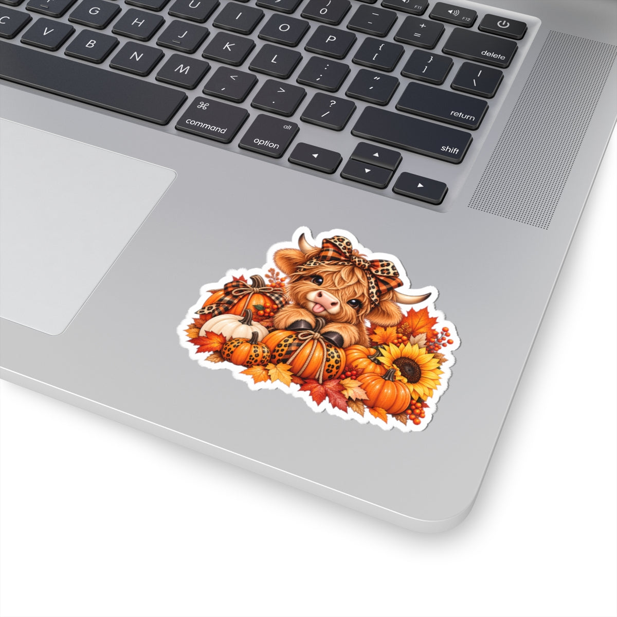 Fall Highland Cow Pumpkin Kiss-Cut Sticker