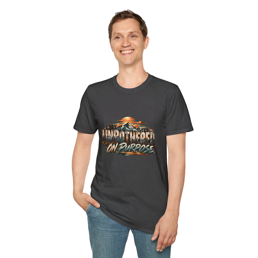 T-Shirt — unbothered On Purpose Vintage Mountain Sunset Graphic