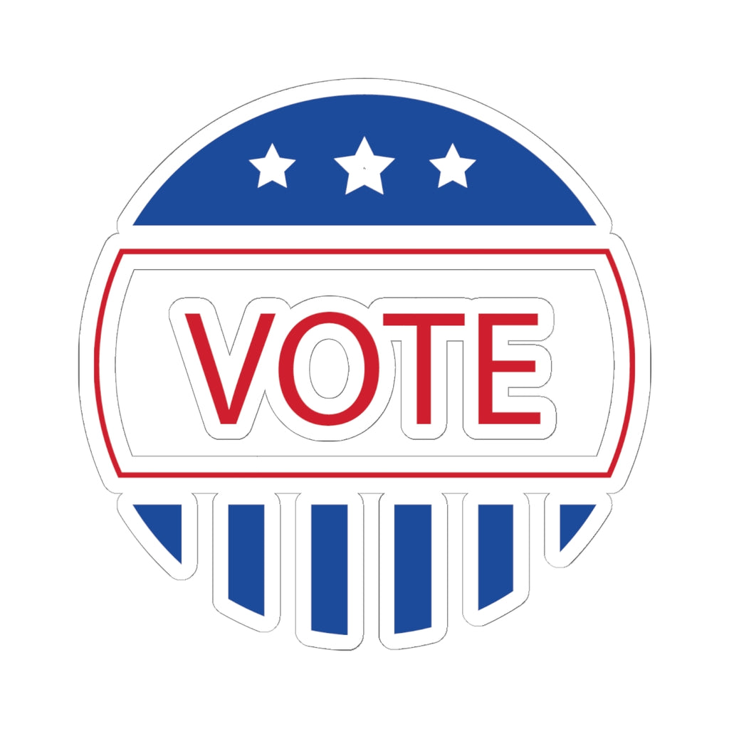 Vote Round Kiss-Cut Sticker — Patriotic Red, White & Blue VOTE Decal