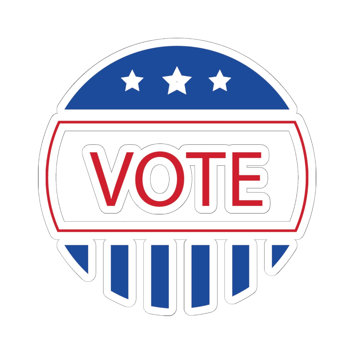 Vote Round Kiss-Cut Sticker — Patriotic Red, White & Blue VOTE Decal