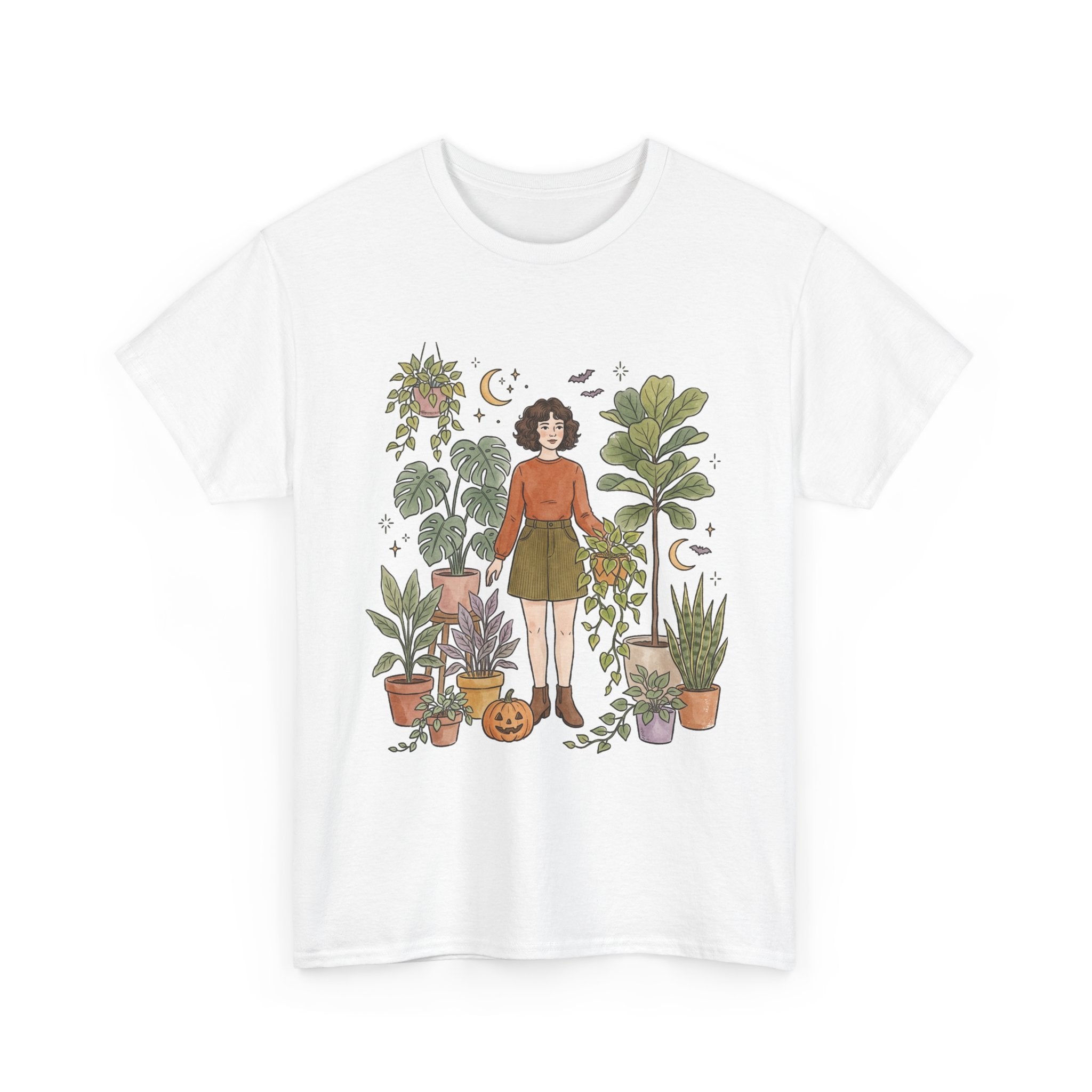 Plant Lover Graphic Tee — Woman Surrounded by Houseplants