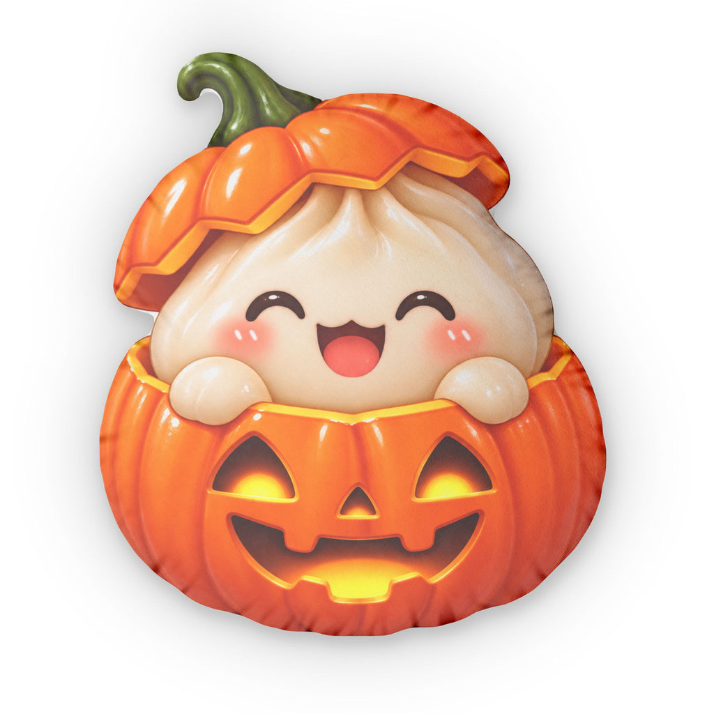 Cute Pumpkin Jack-O'-Lantern Shaped Pillow — Halloween Plush Decor