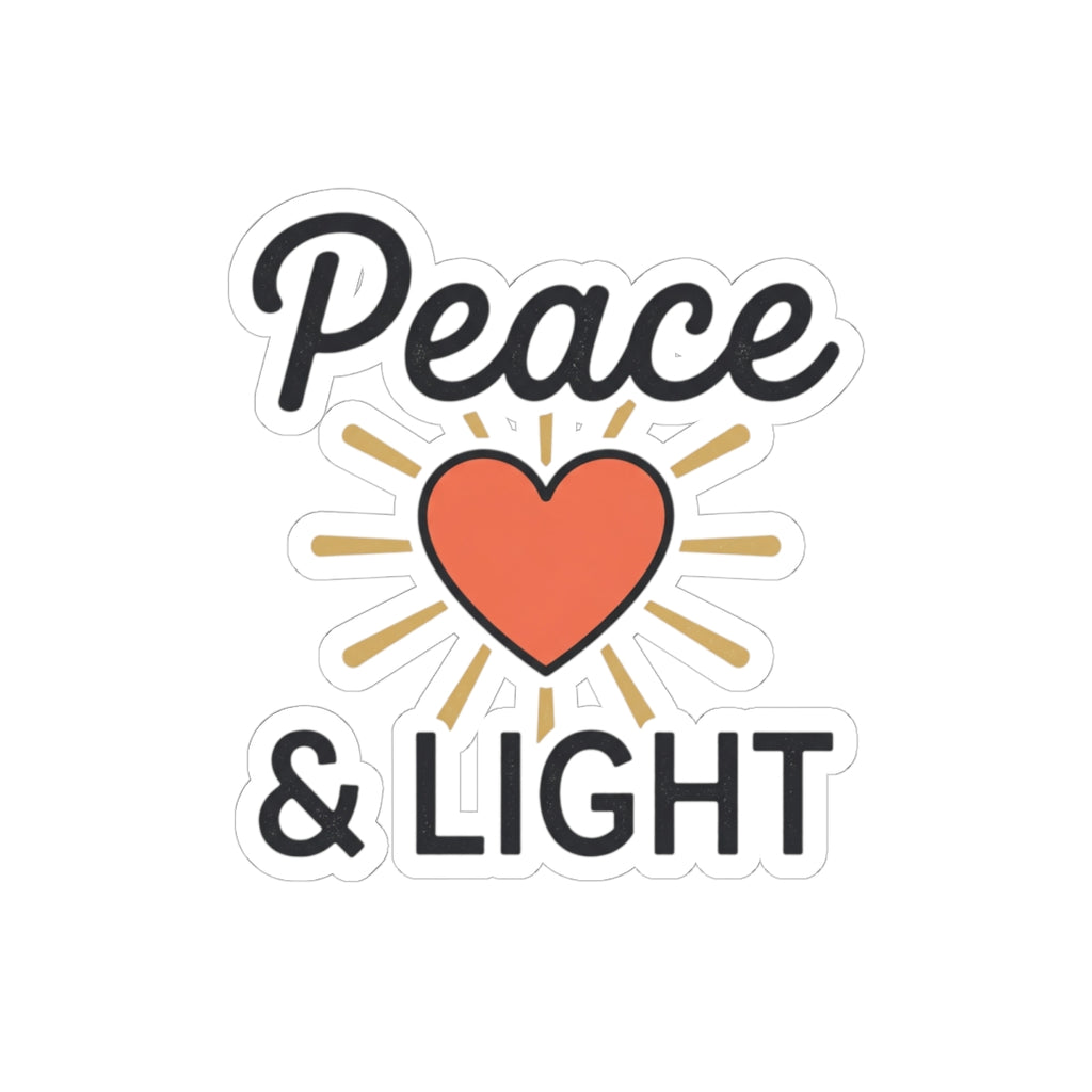 Peace & Light Heart Sticker — Positive Vibes Kiss-Cut Sticker