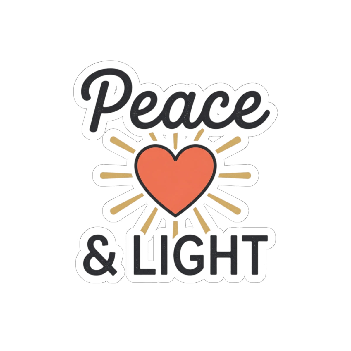 Peace & Light Heart Sticker — Positive Vibes Kiss-Cut Sticker