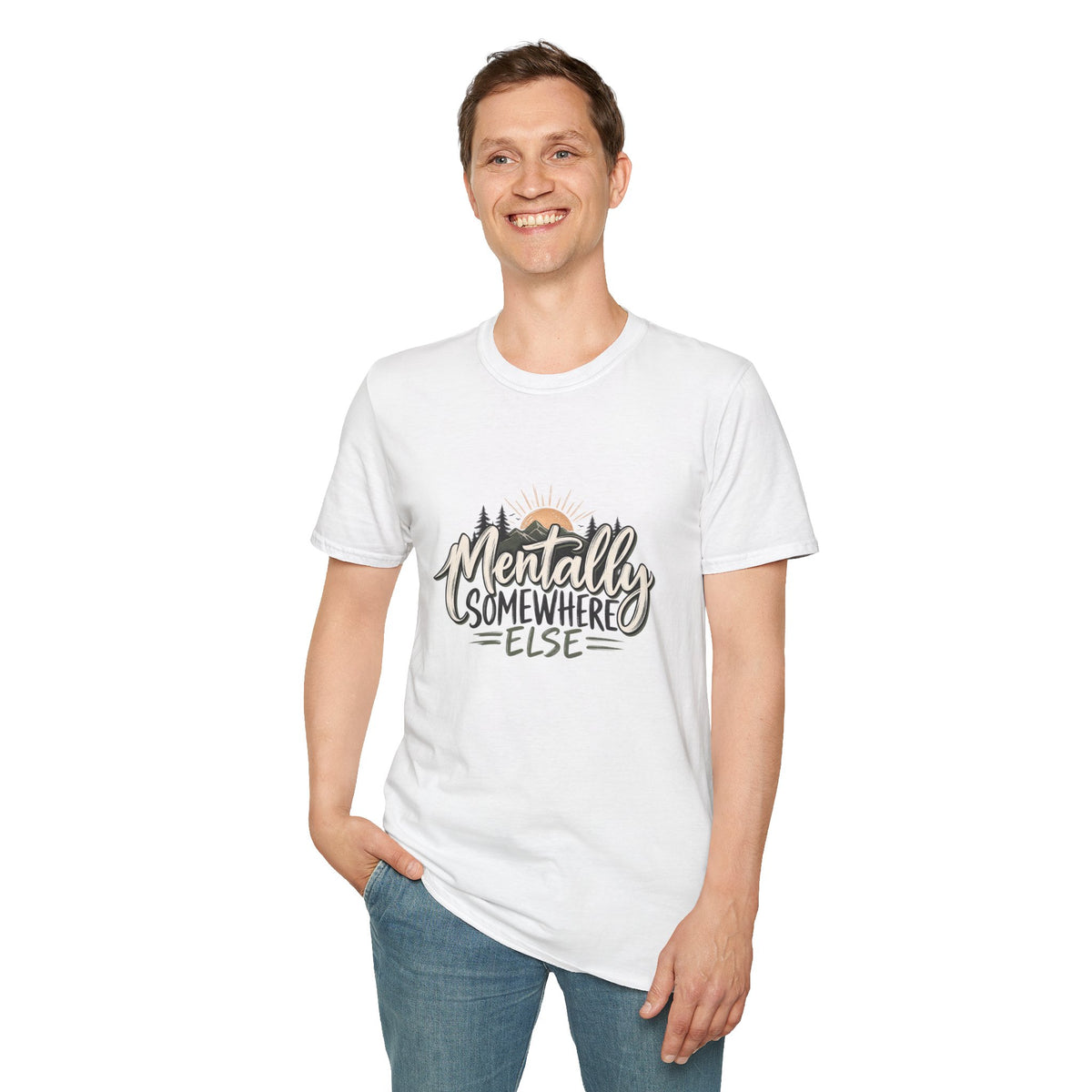 T-Shirt — "Mentally Somewhere Else" Sunset Graphic Tee