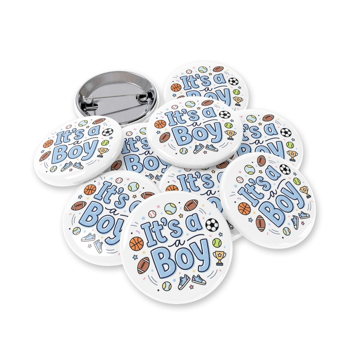 It's a Boy Round Pin — Baby Shower Announcement Button