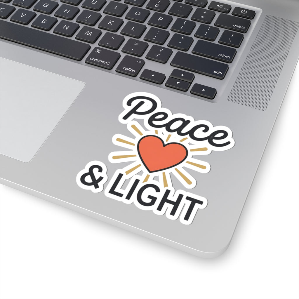 Peace & Light Heart Sticker — Positive Vibes Kiss-Cut Sticker