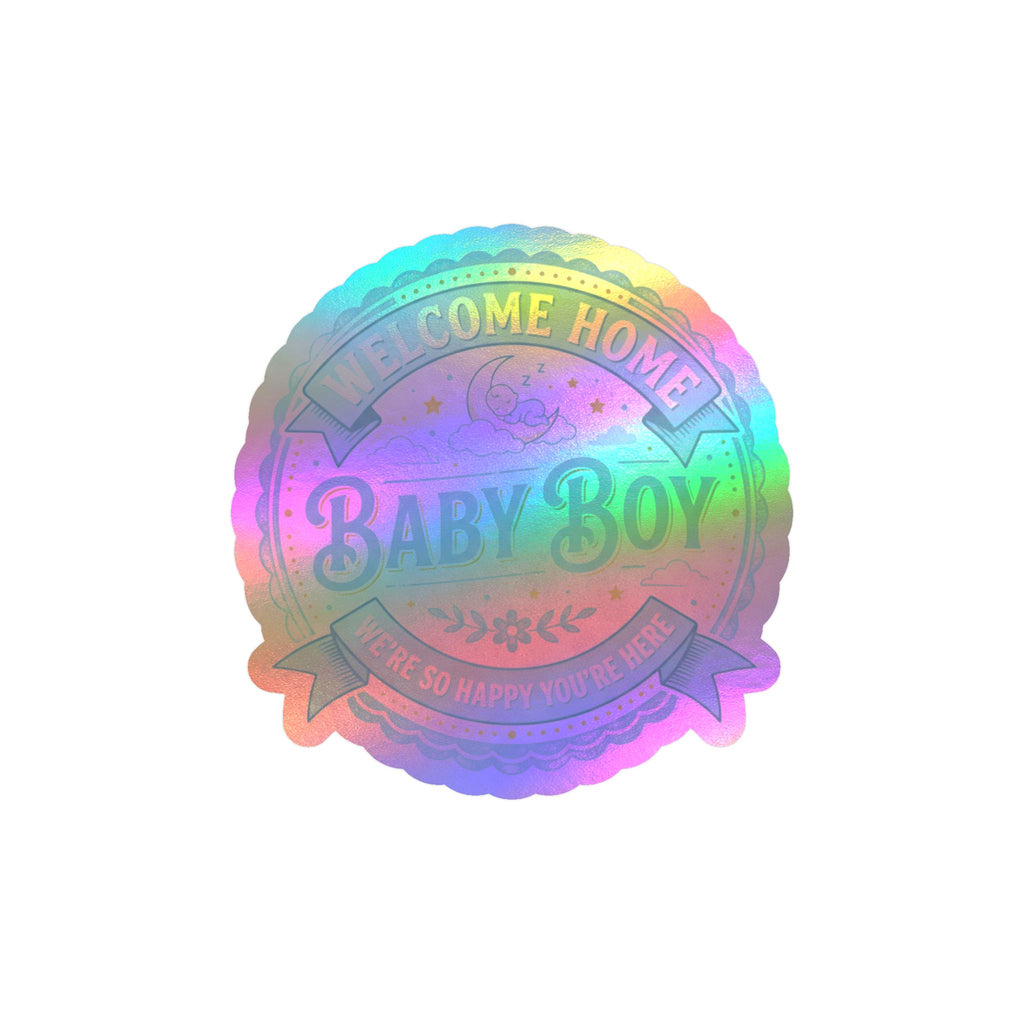 Baby Boy Welcome Home Vinyl Decal — Kiss-Cut Sticker (Newborn Nursery, Baby Shower Gift)