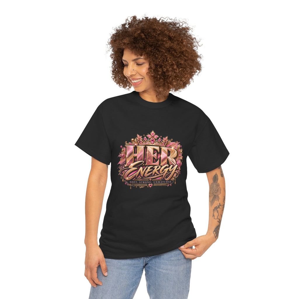 Her Energy Graphic Tee — Empowering Floral Typography Shirt