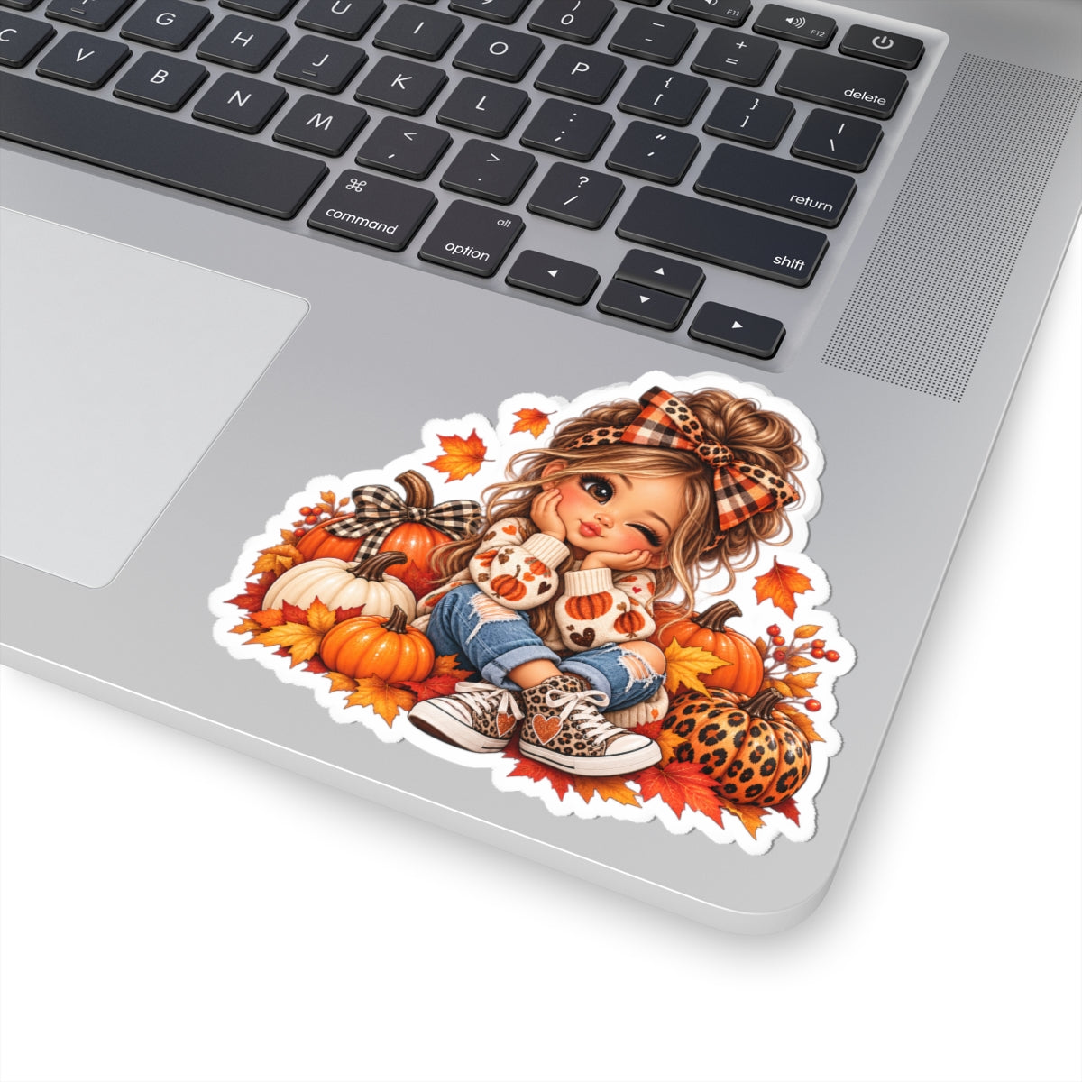 Fall Pumpkin Girl Kiss-Cut Sticker