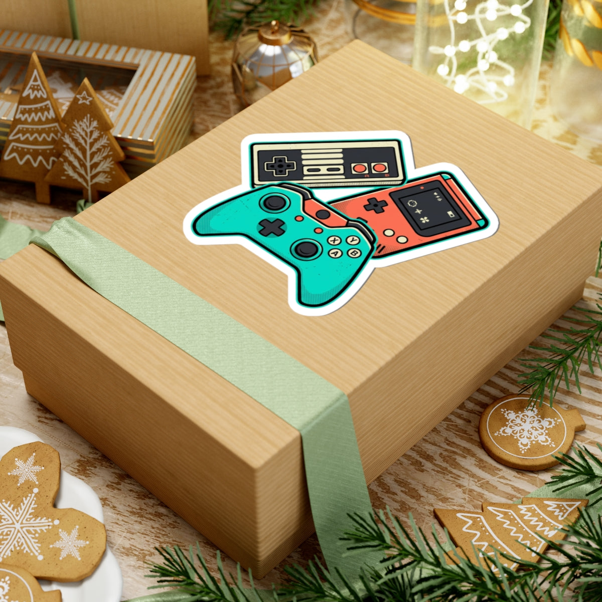Retro Gaming Controllers Kiss-Cut Sticker — Vintage Console & Handheld Vinyl Decal