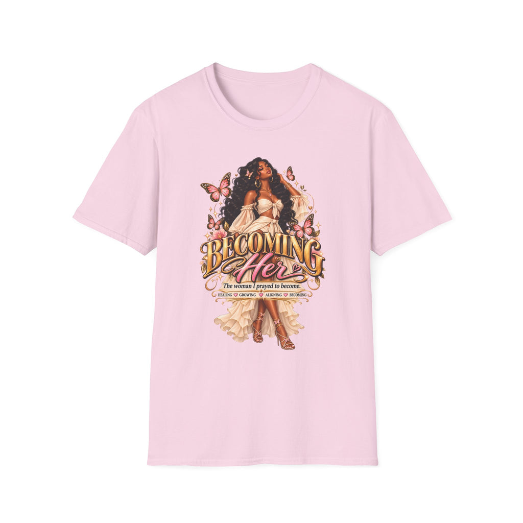 Becoming Her T-Shirt — Empowering Woman Butterfly Graphic Tee