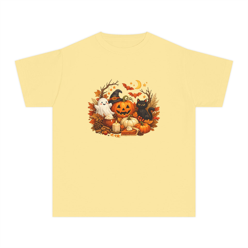 Kids' Halloween Pumpkin Patch Tee — Cute Ghost & Black Cat Fall Shirt