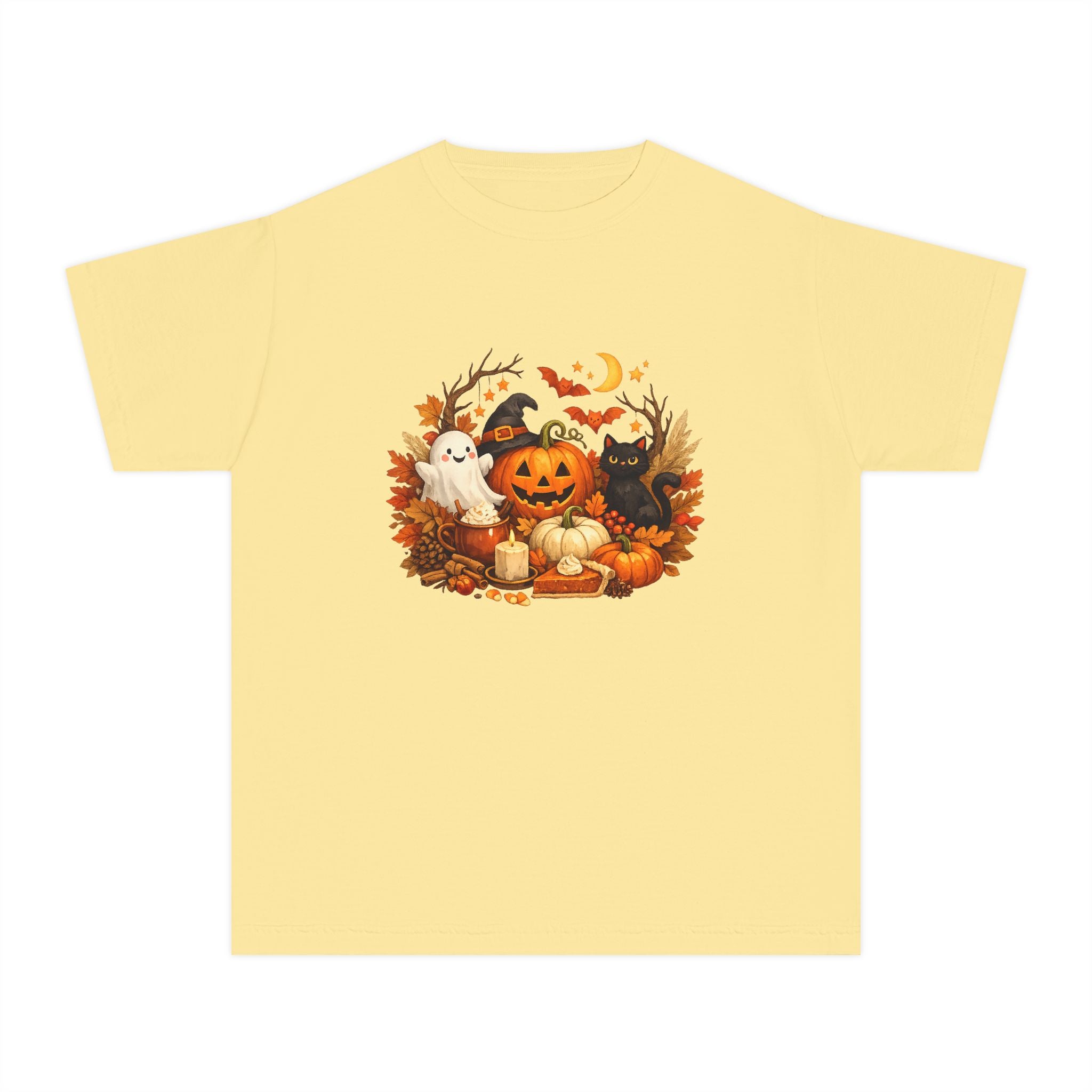 Kids' Halloween Pumpkin Patch Tee — Cute Ghost & Black Cat Fall Shirt