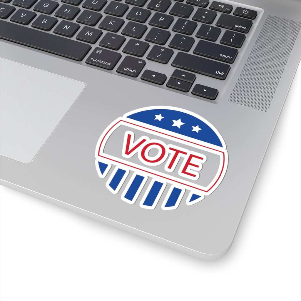 Vote Round Kiss-Cut Sticker — Patriotic Red, White & Blue VOTE Decal