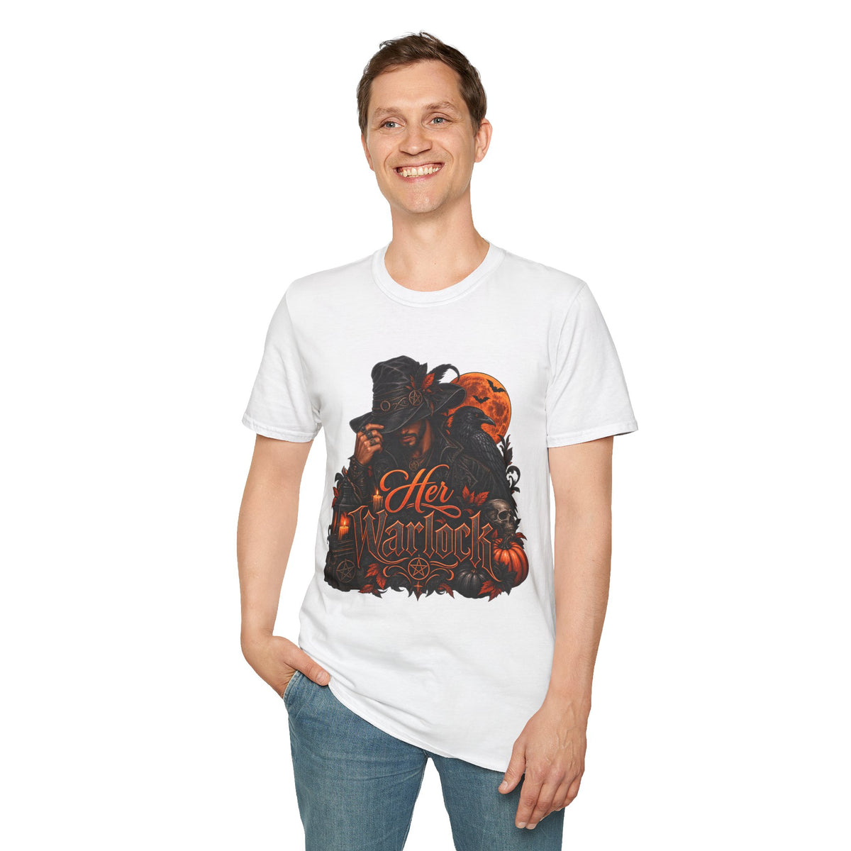 Graphic T‑Shirt — 'Her Majesty' Gothic Witch with Orange Moon