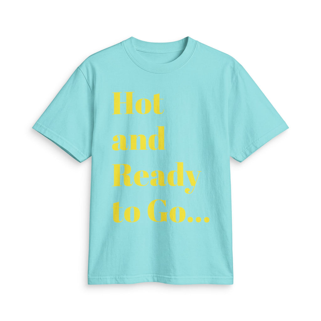 “Hot and Ready to Go…Home” Graphic T-Shirt — Funny Yellow Slogan Tee