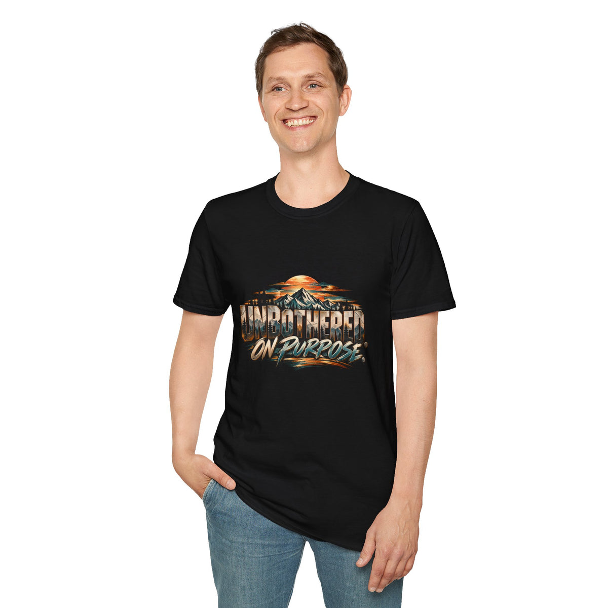 T-Shirt — unbothered On Purpose Vintage Mountain Sunset Graphic