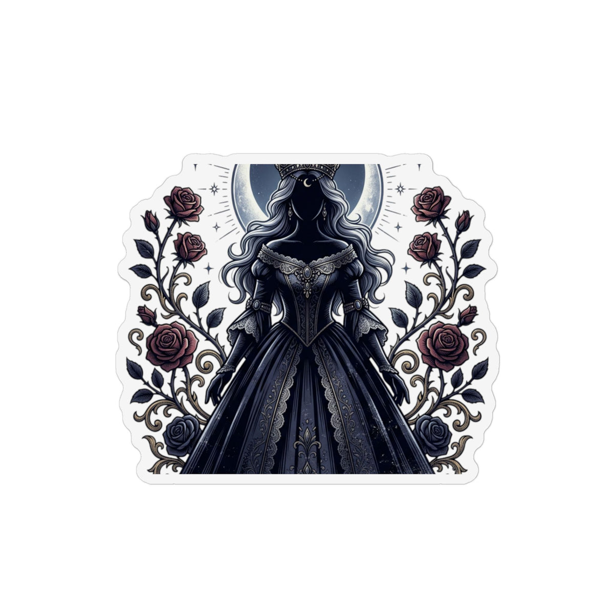Gothic "It's a Princess" Custom Shape Magnet — Dark Princess Floral Fridge Sticker