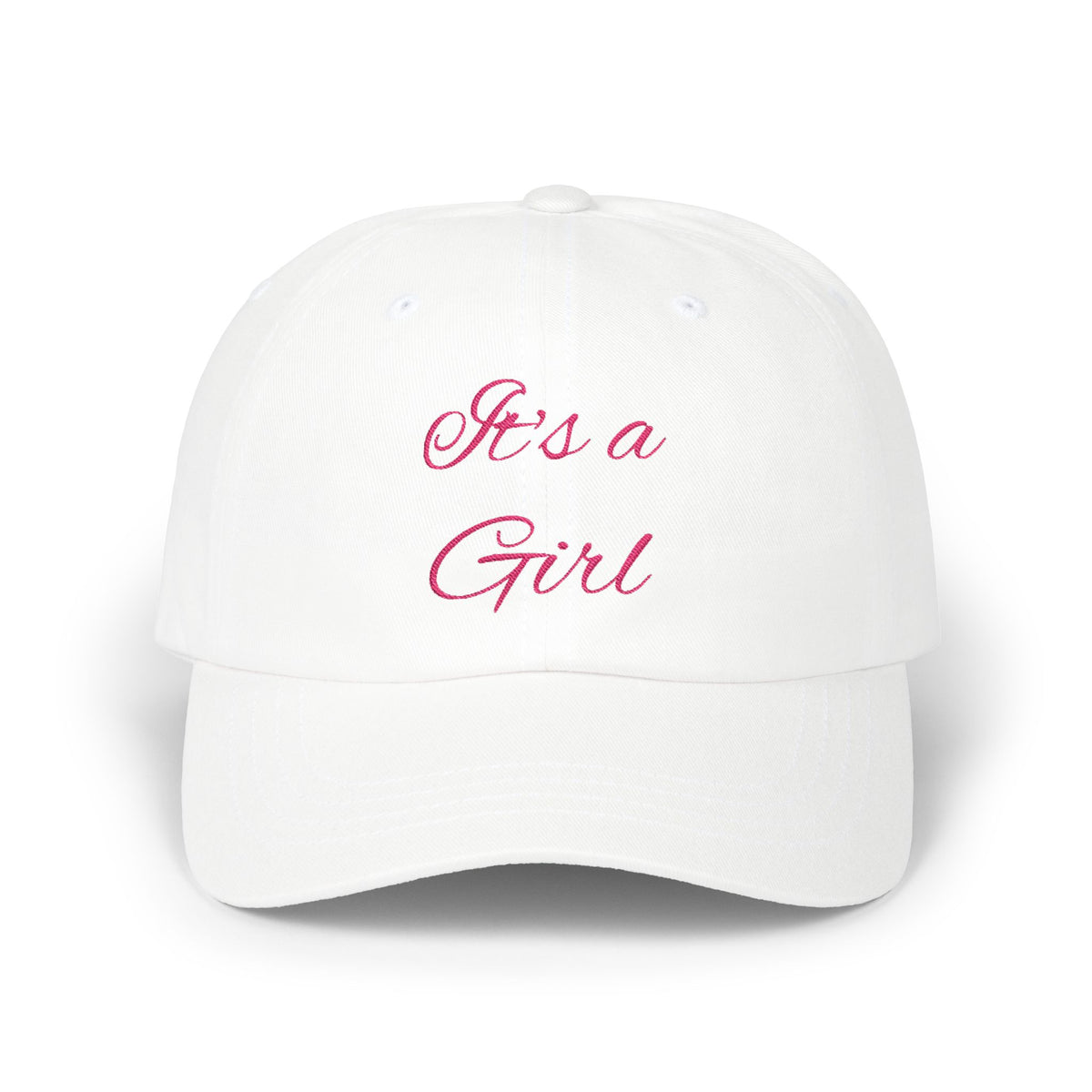 Dad Cap — "It's a Girl" Embroidered Baby Shower Announcement Hat