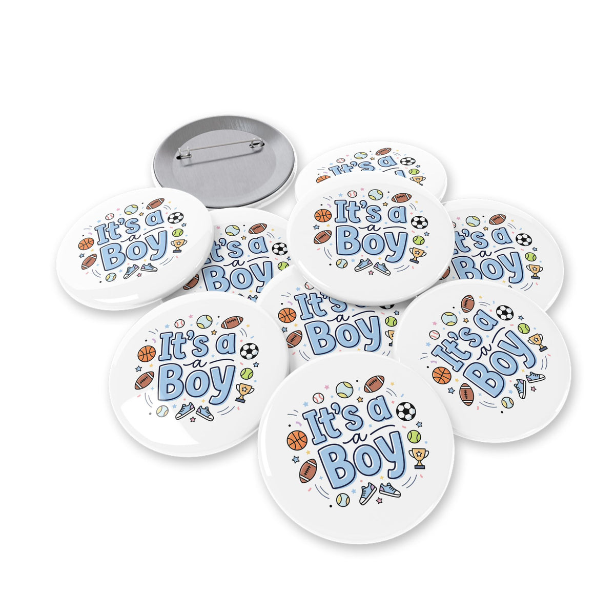It's a Boy Round Pin — Baby Shower Announcement Button