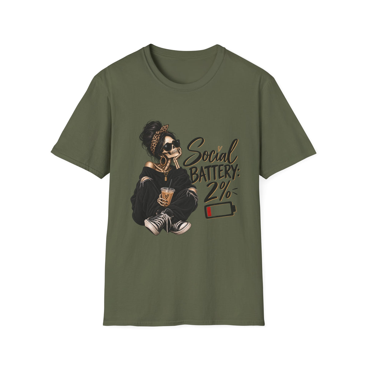 T-Shirt — Social Battery 2% Graphic Tee (Funny Introvert Shirt)