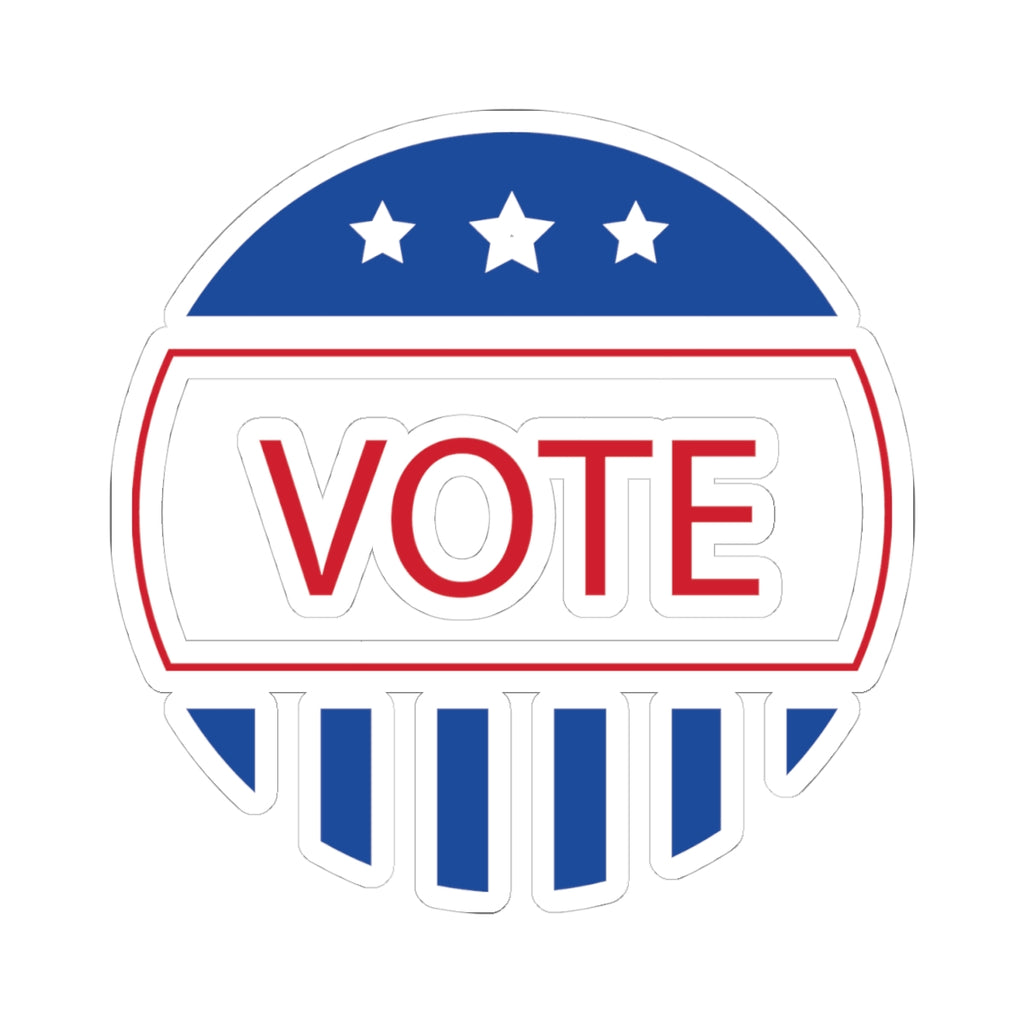 Vote Round Kiss-Cut Sticker — Patriotic Red, White & Blue VOTE Decal
