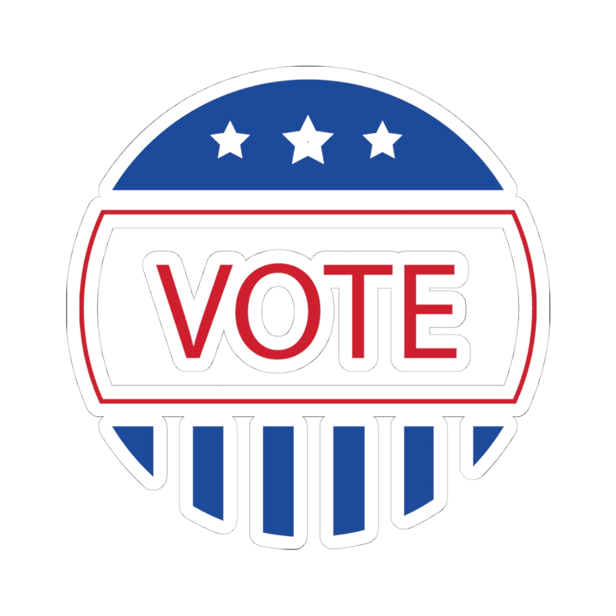 Vote Round Kiss-Cut Sticker — Patriotic Red, White & Blue VOTE Decal