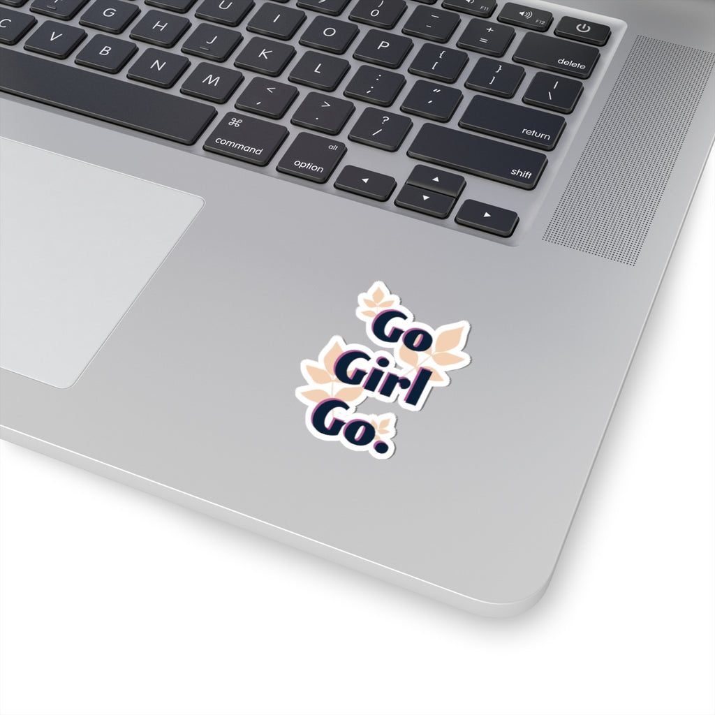 Go Girl Go Sticker — Motivational Floral Laptop Decal