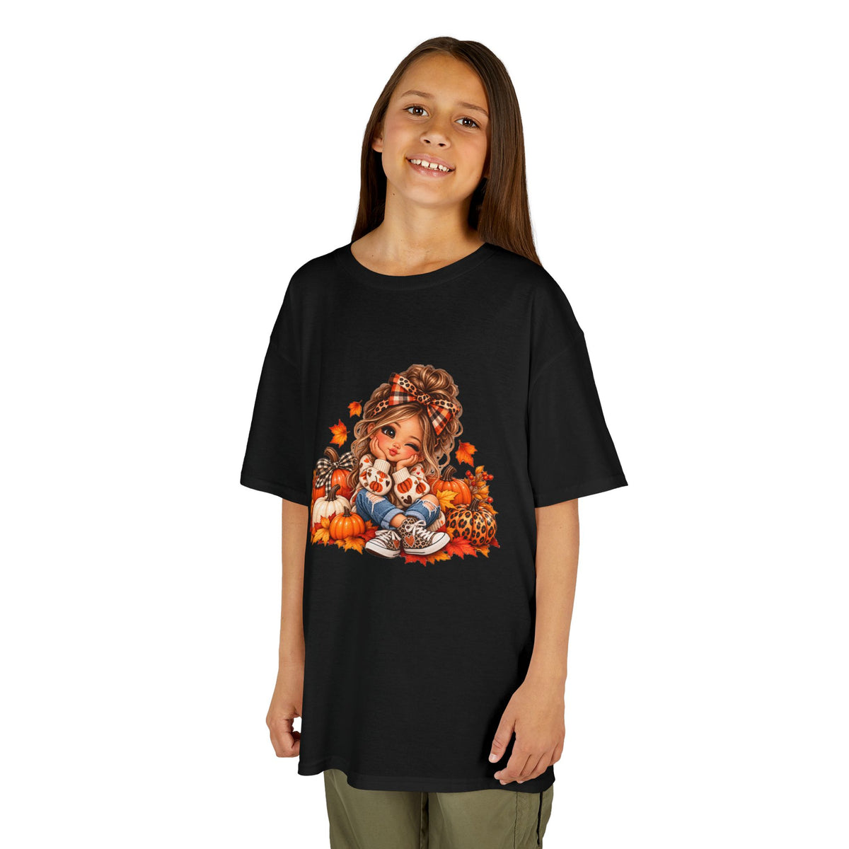 Kids Autumn Harvest Girl Thanksgiving T-Shirt