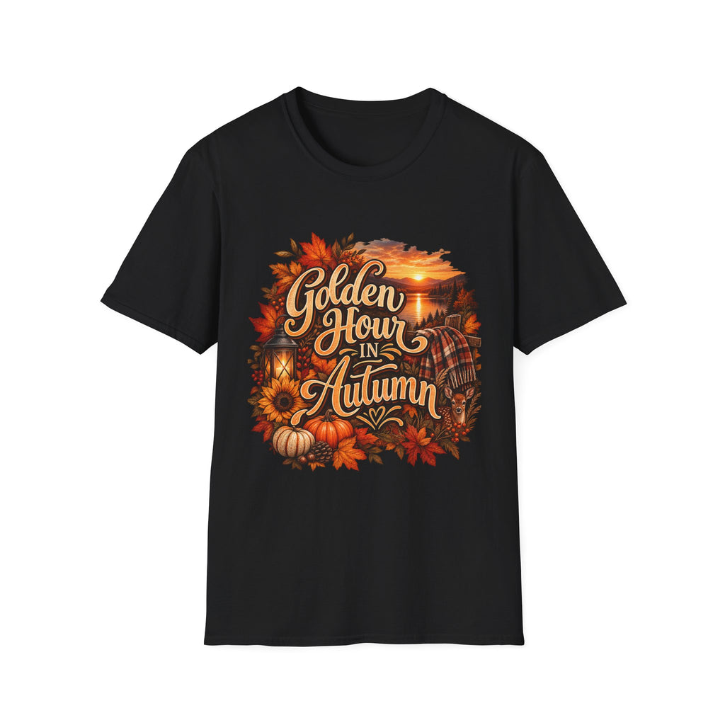 Autumn 'Golden Hour in Autumn' T-Shirt — Fall Pumpkin & Sunset Graphic Tee