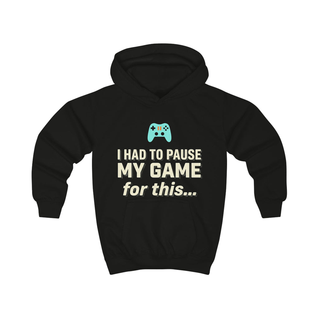 Kids Hoodie - "I Had to Pause My Game for This" Gamer Pullover with Retro Controllers