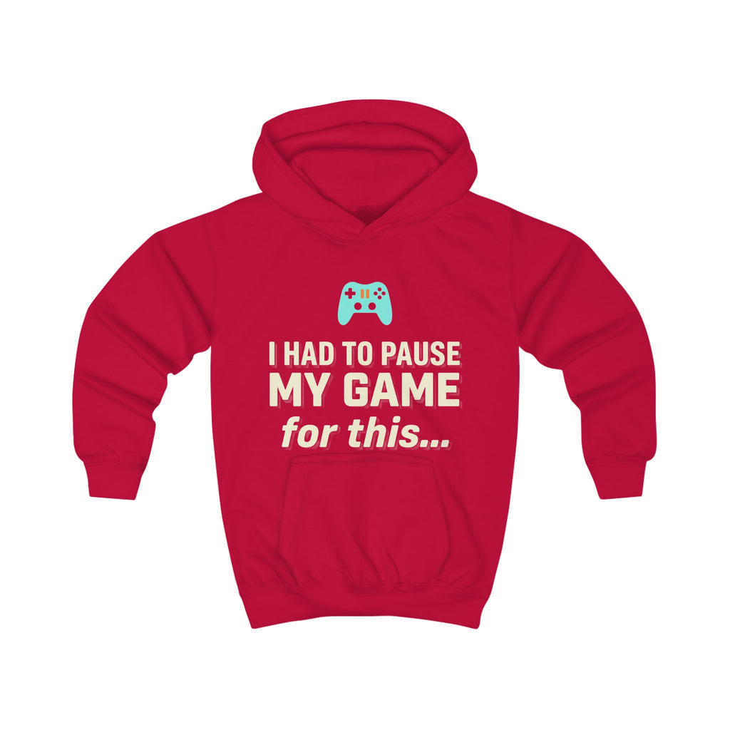 Kids Hoodie - "I Had to Pause My Game for This" Gamer Pullover with Retro Controllers