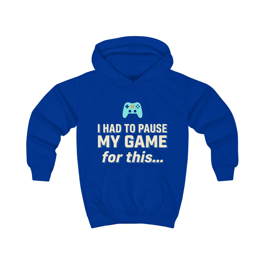 Kids Hoodie - "I Had to Pause My Game for This" Gamer Pullover with Retro Controllers