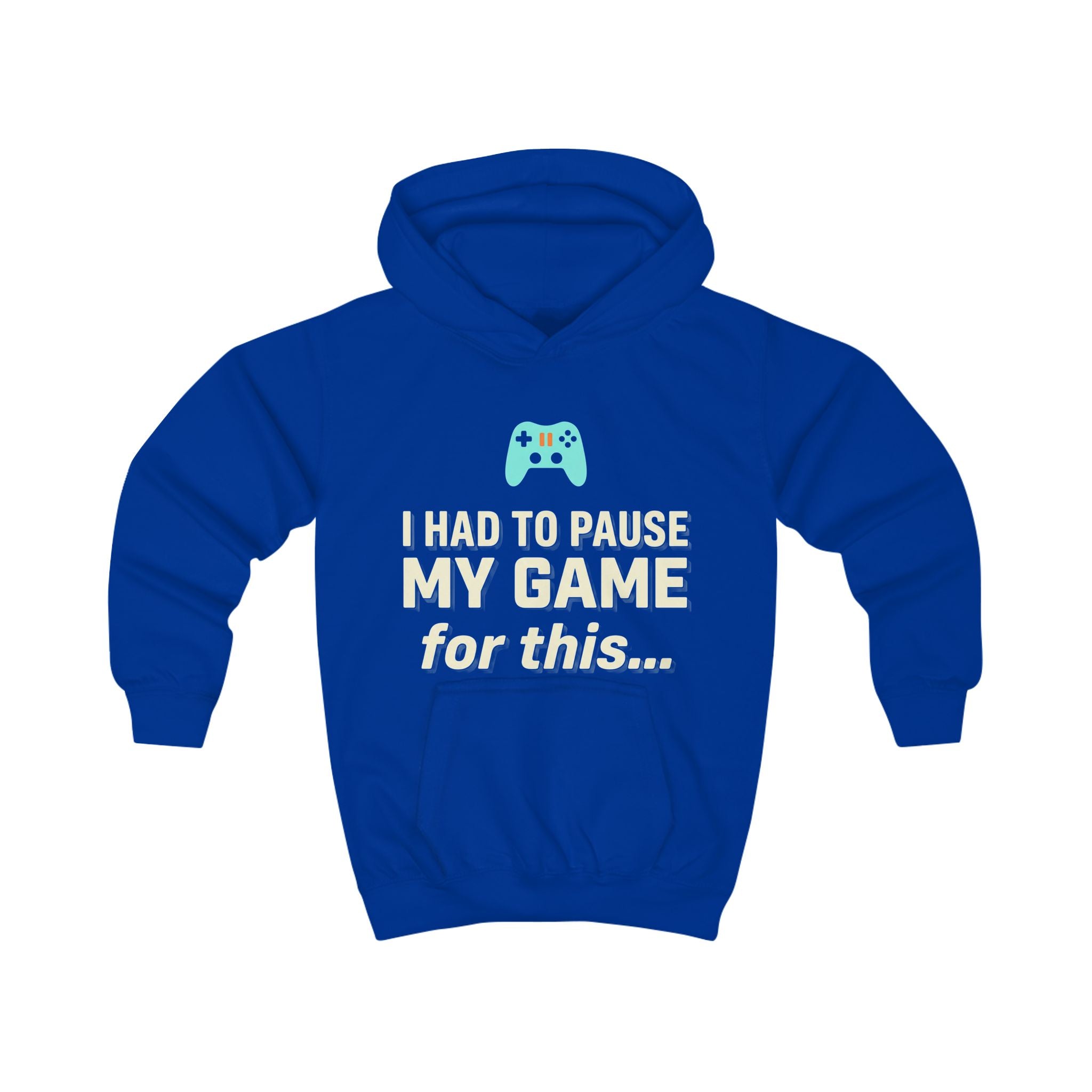 Kids Hoodie - "I Had to Pause My Game for This" Gamer Pullover with Retro Controllers