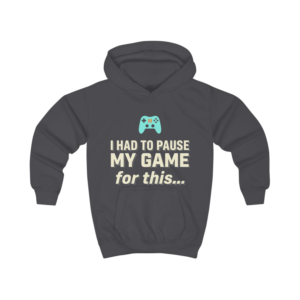 Kids Hoodie - "I Had to Pause My Game for This" Gamer Pullover with Retro Controllers