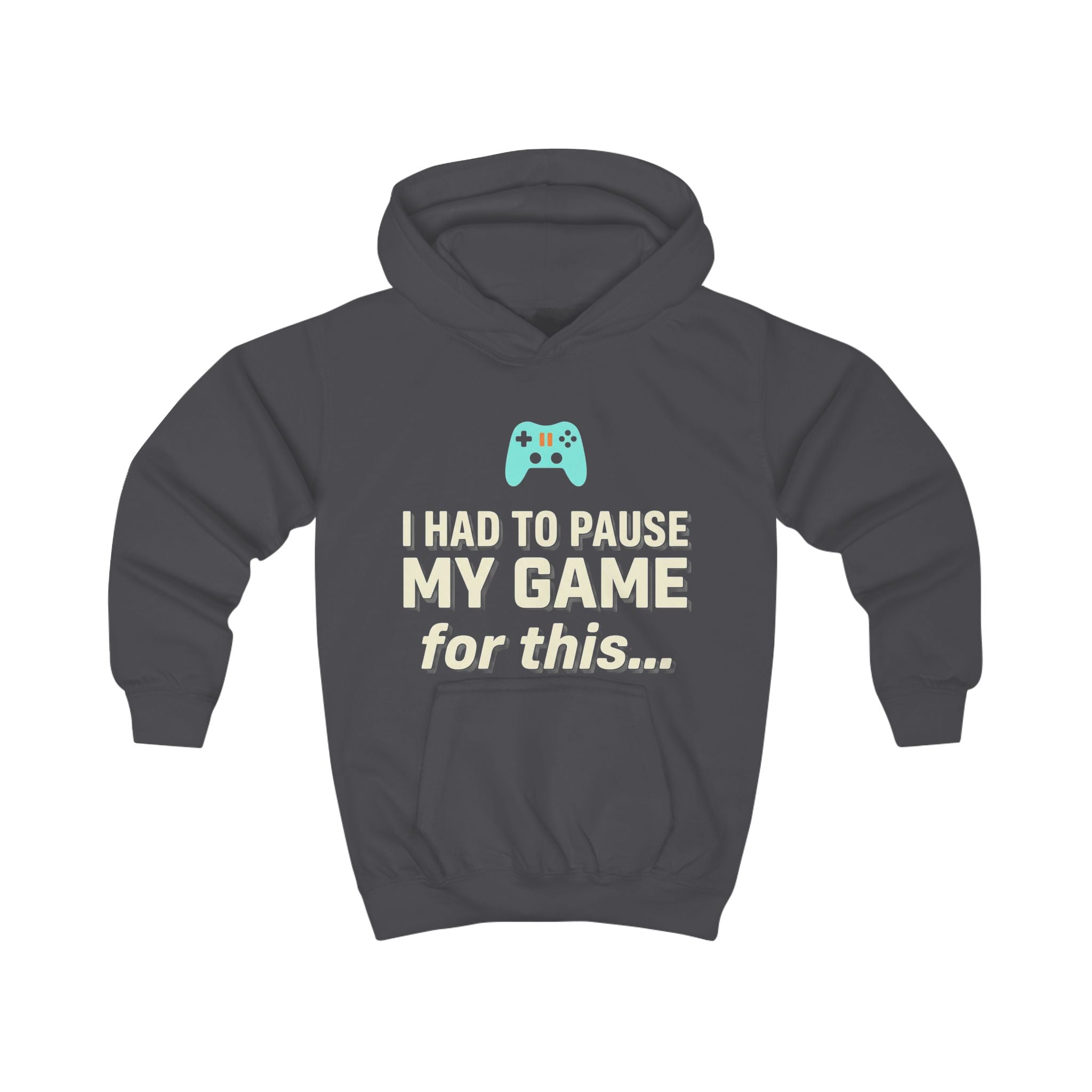 Kids Hoodie - "I Had to Pause My Game for This" Gamer Pullover with Retro Controllers