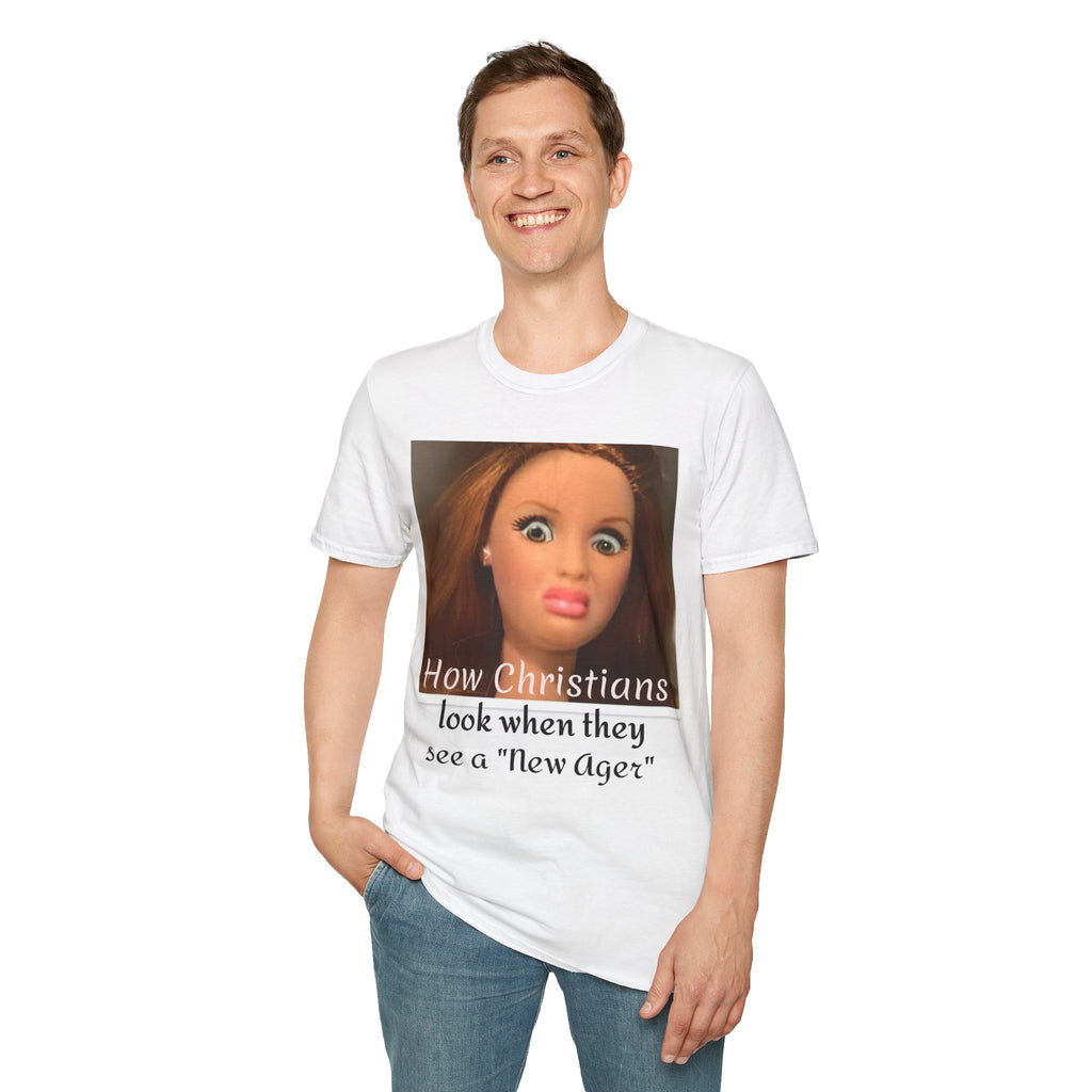 Funny Meme T-Shirt — “How Christians Look When They See a ‘New Ager’” Graphic Tee