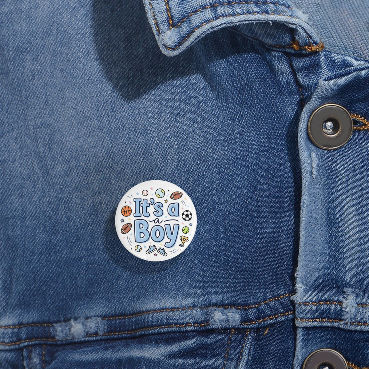It's a Boy Round Pin — Baby Shower Announcement Button